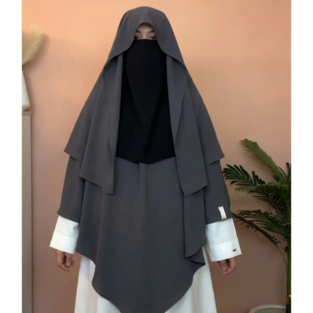 Butterfly Khimar Hijab - Darkgrey