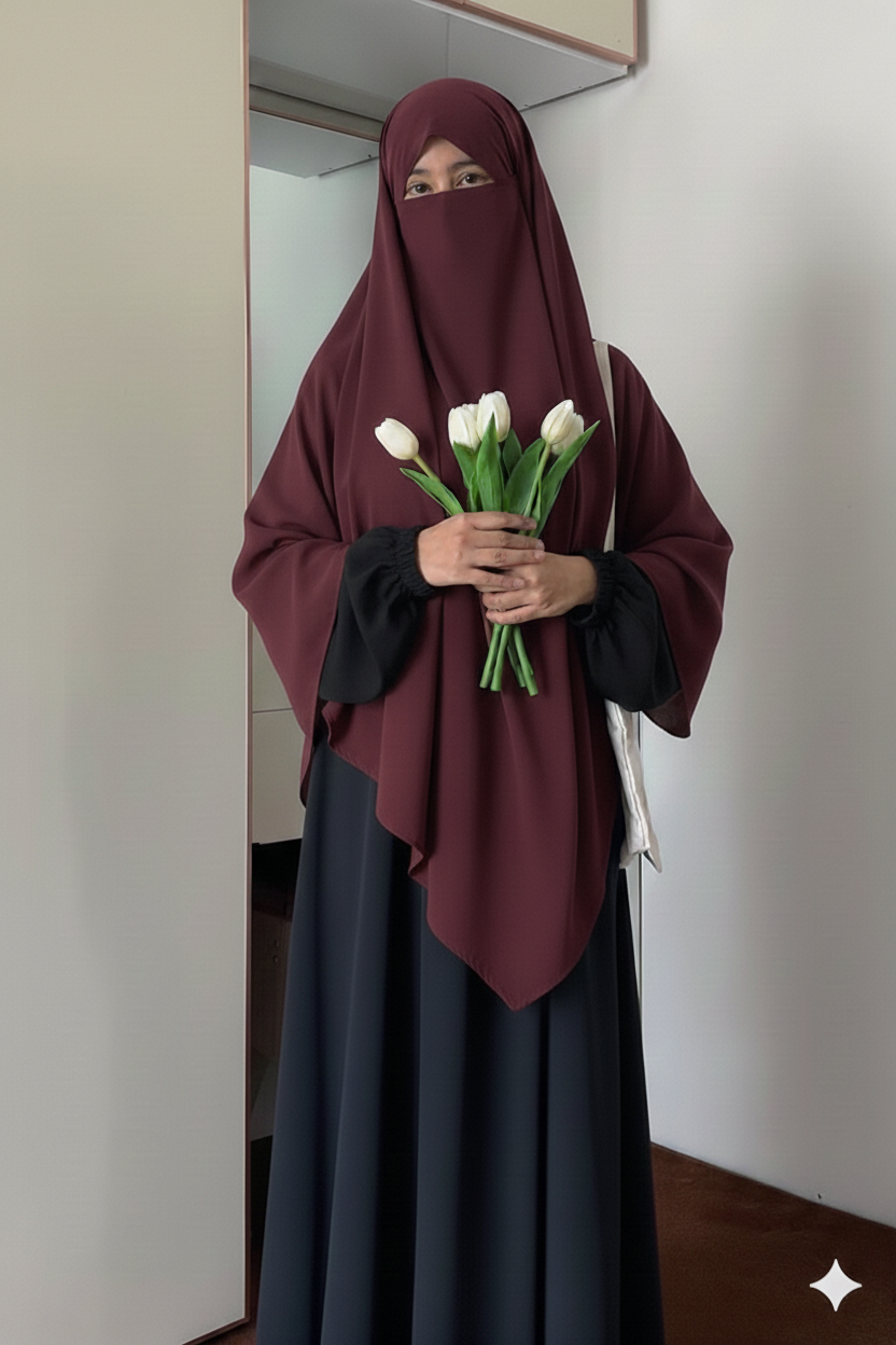 Single Layer Khimar - Dark Maroon