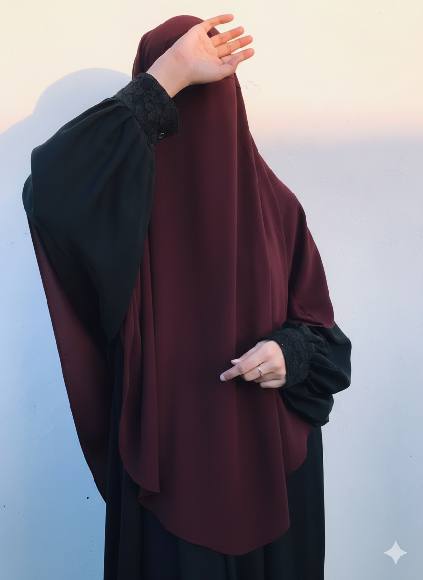 Single Layer Khimar - Dark Maroon