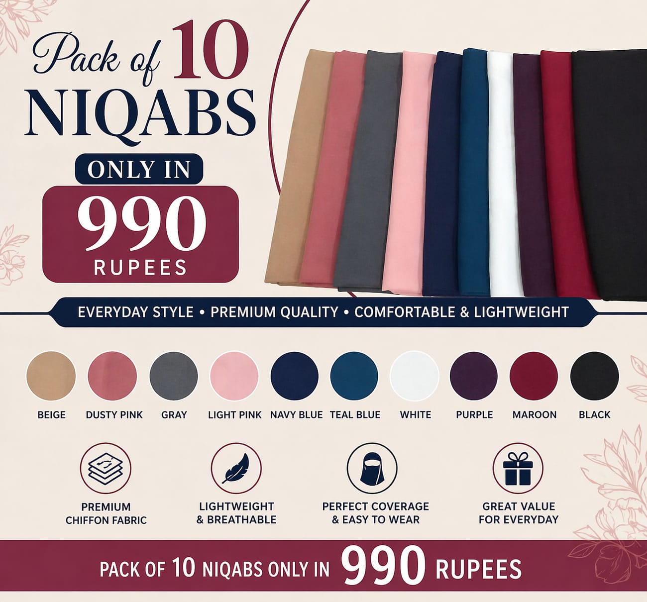 Niqab Patti - Pack of 10
