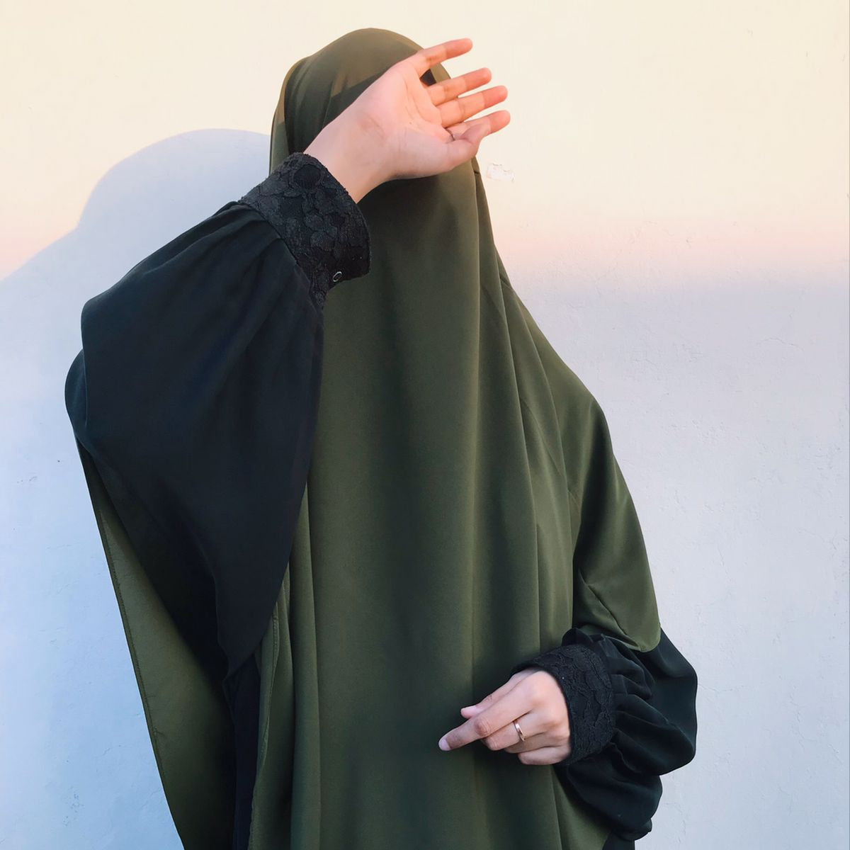 Single Layer Khimar - Olive Green